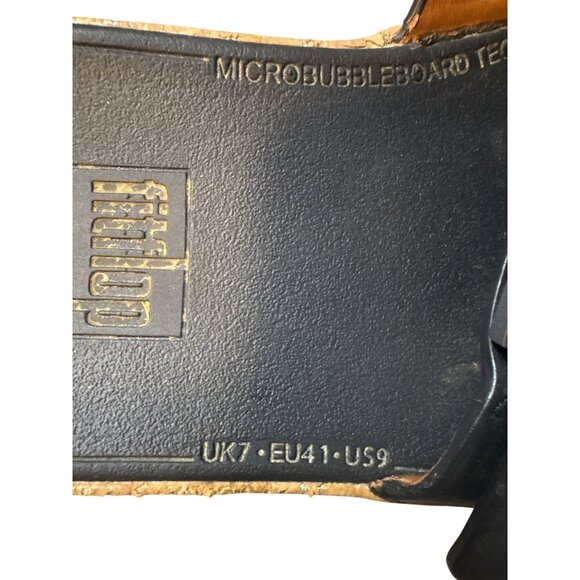 FitFlop Womens Black Leather Cork Wedge Sandals Size 9 - Picture 9 of 9